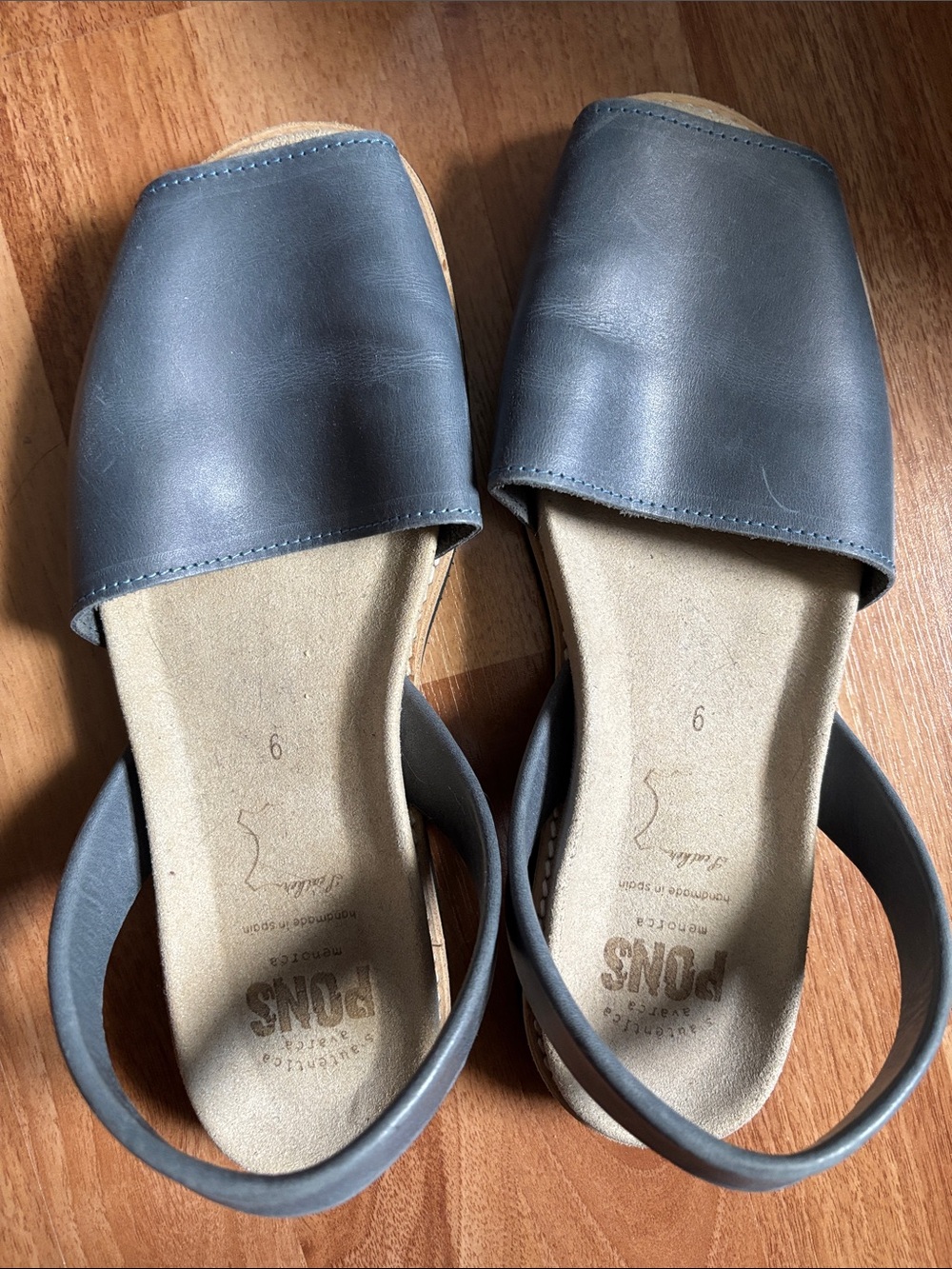Pons French Blue Anatomic Leather Sandals